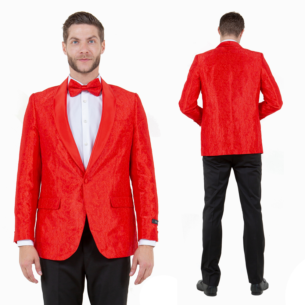Tazzio Paisley Blazer Only Slim Fit Mens Jacket, Red